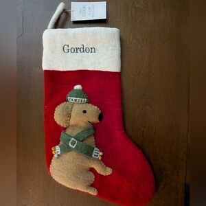 Red Christmas Stocking with Dog, NWT